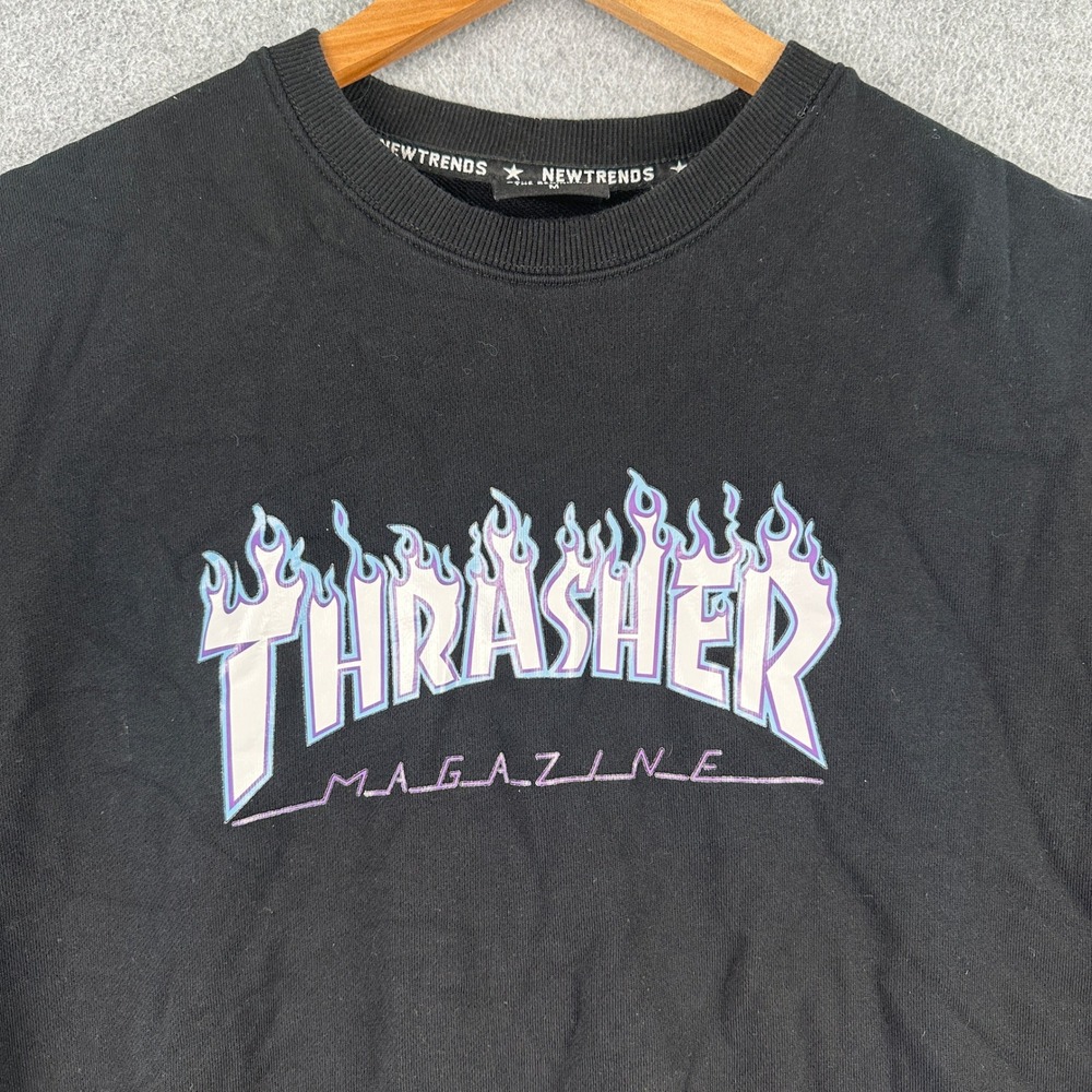 Thrasher Sweatshirt Mens Medium Black Thrasher Magazine Flame Graphic Pullover